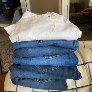 Democracy Women's Straight Leg Jeans - Blue and White